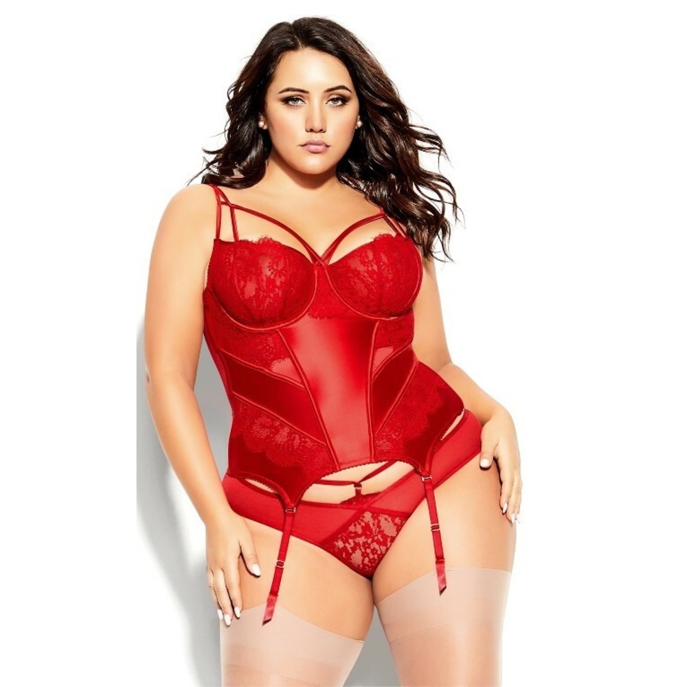 NWT City Chic Fox & Royal Delores Bustier Red Boudoir Size 36C/D